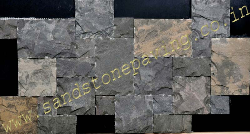 Exterior wall house cladding Black Sandstone mosaic tiles