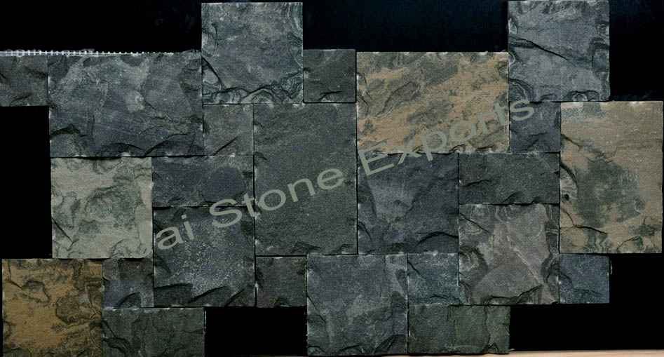 Exterior wall house cladding Black Sandstone mosaic tiles