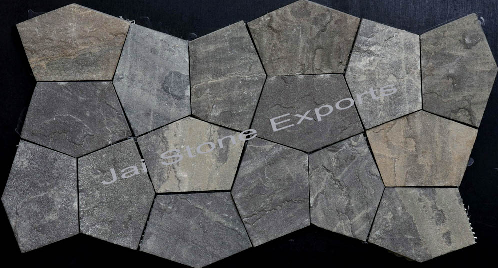 Exterior wall house cladding Black Sandstone mosaic tiles
