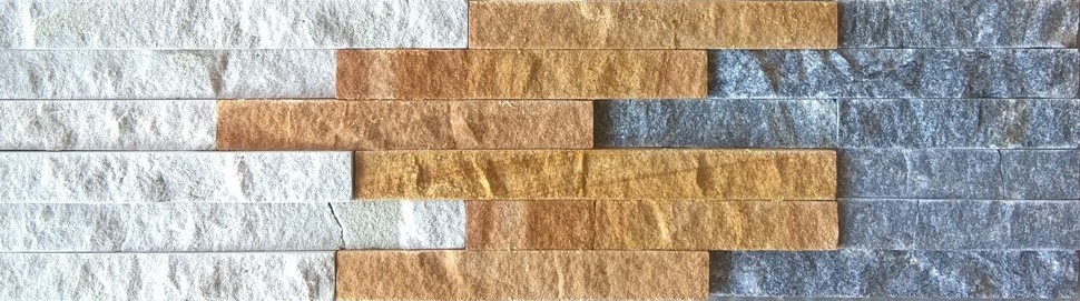 Split Face White Yellow Brown Wall Cladding Stone Tile